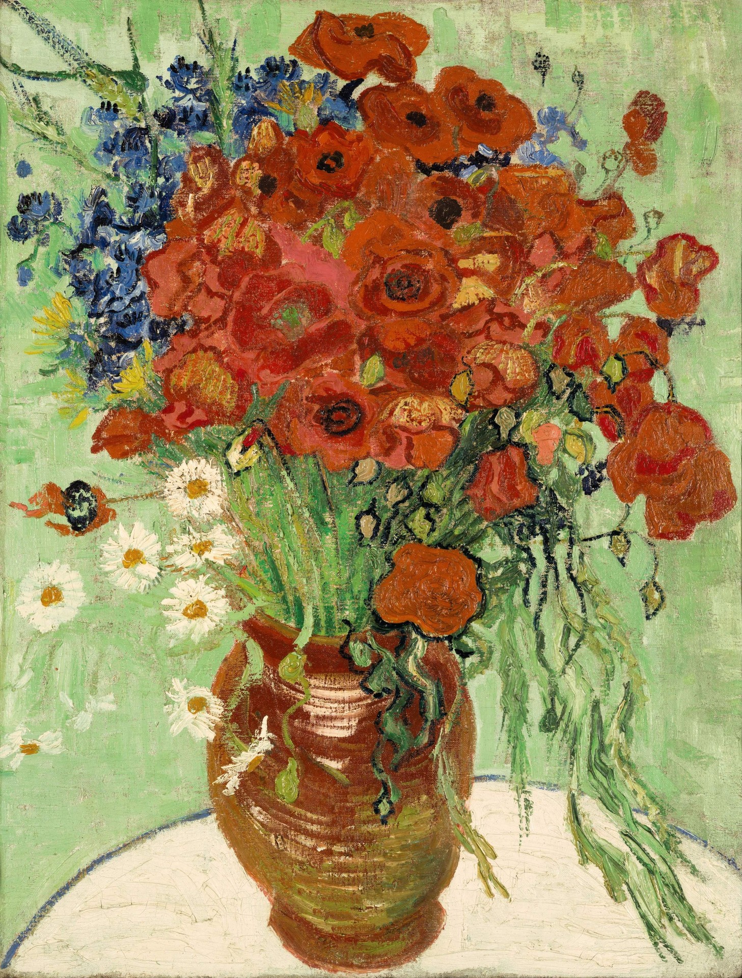 Vase with Daisies and Poppies - by Vincent van Gogh