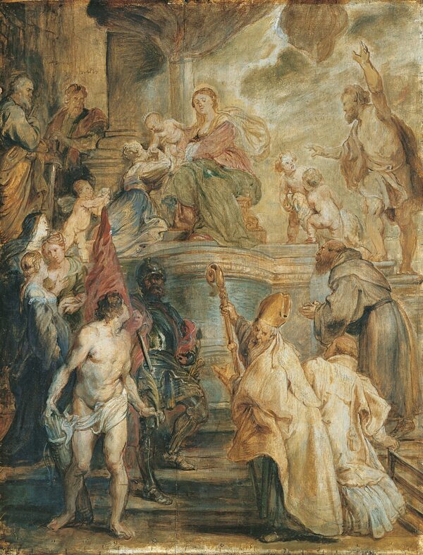 The mystical marriage of St. Catherine (Front of a double-sided painted Panel) - by Peter Paul Rubens