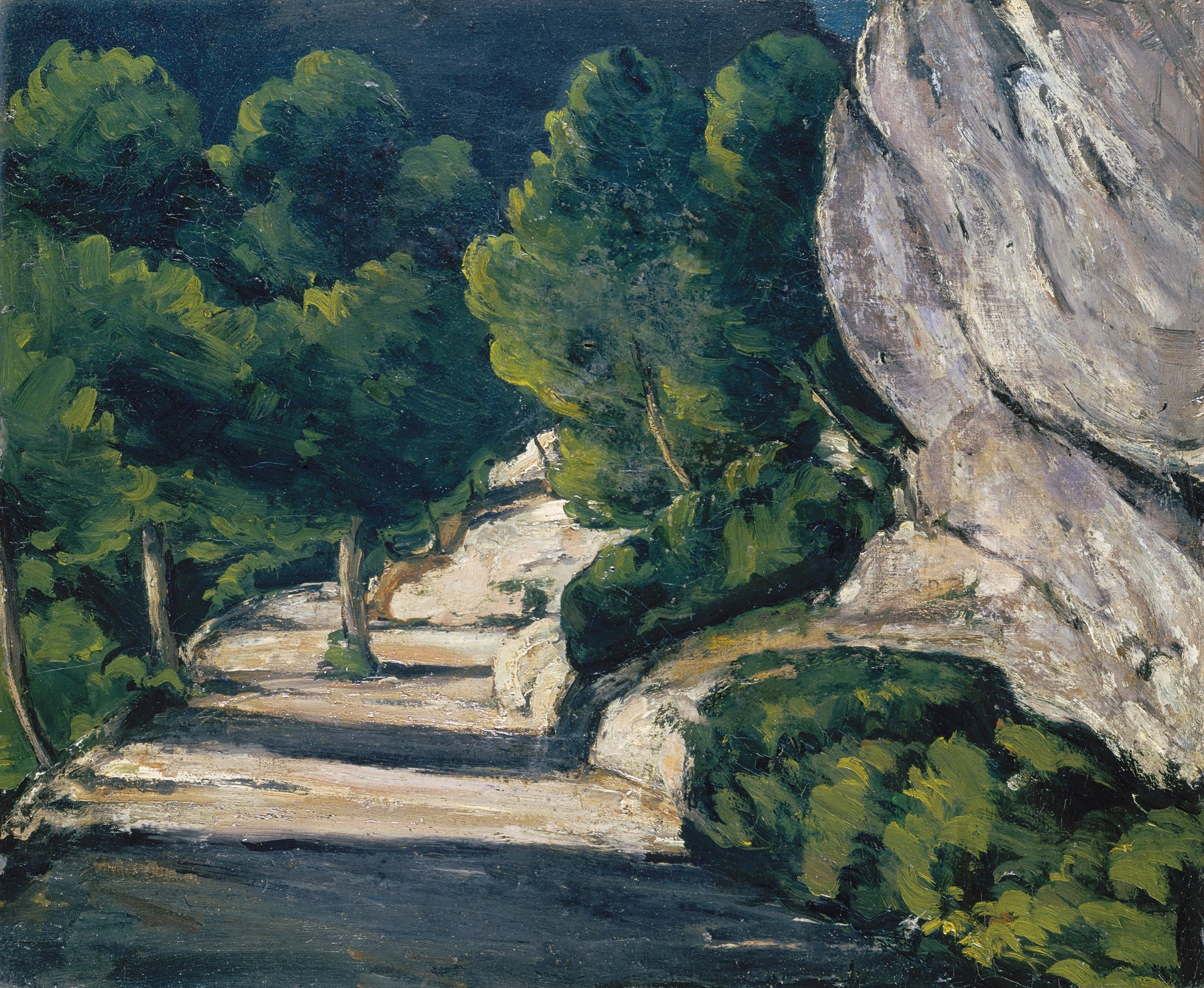 Landscape. Road with Trees in Rocky Mountains - by Paul Cézanne