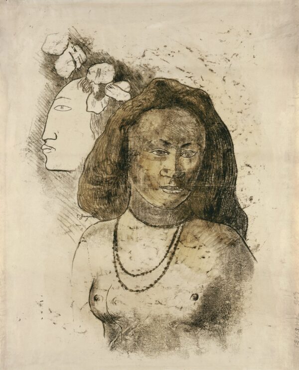 Tahitian Woman with Evil Spirit - by Paul Gauguin
