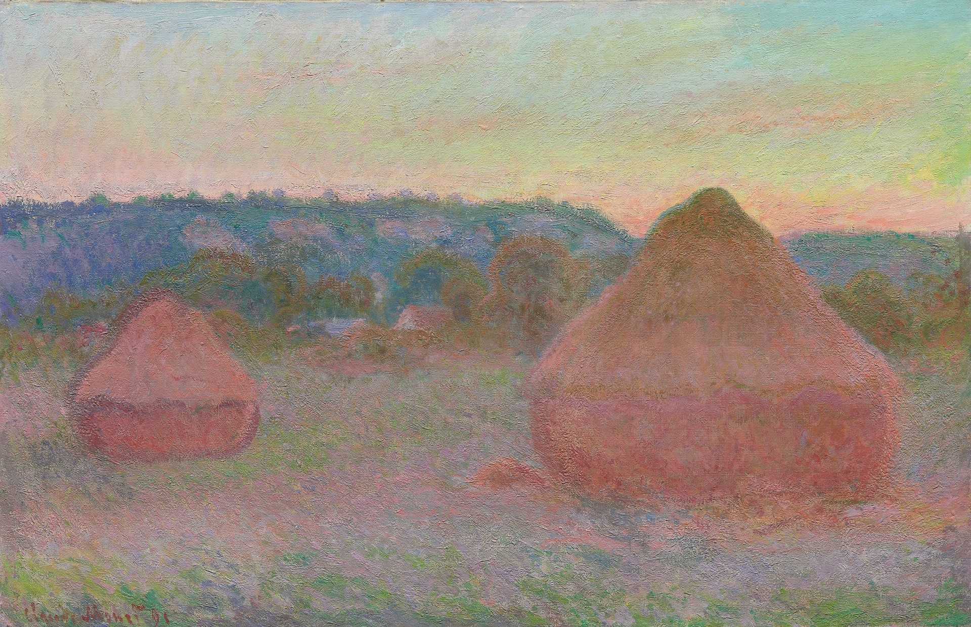 Stacks of Wheat (End of Day, Autumn) - by Claude Monet