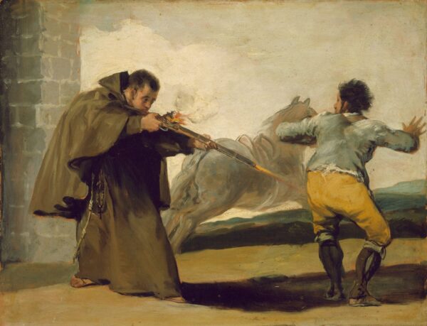 Friar Pedro Shoots El Maragato as His Horse Runs Off - by Francisco Goya y Lucientes