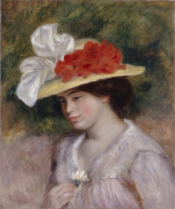 Woman in a Flowered Hat - by Pierre-Auguste Renoir
