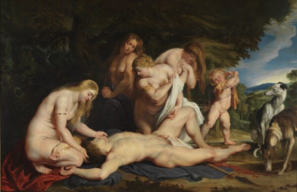 The Death of Adonis (with Venus, Cupid, and the Three Graces) - by Peter Paul Rubens