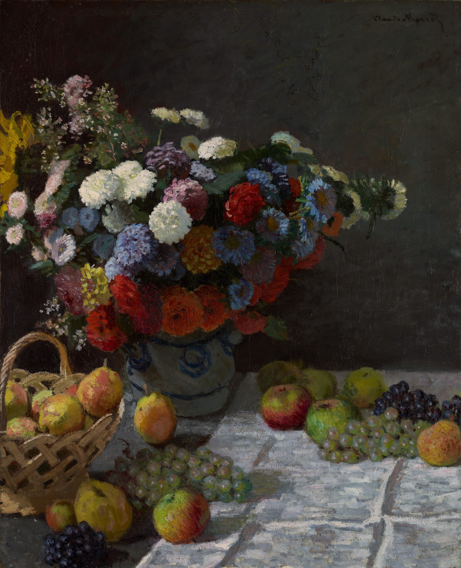 Still Life with Flowers and Fruit - by Claude Monet