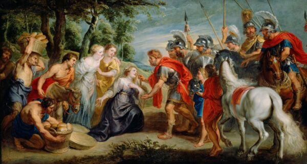 David Meeting Abigail - by Peter Paul Rubens