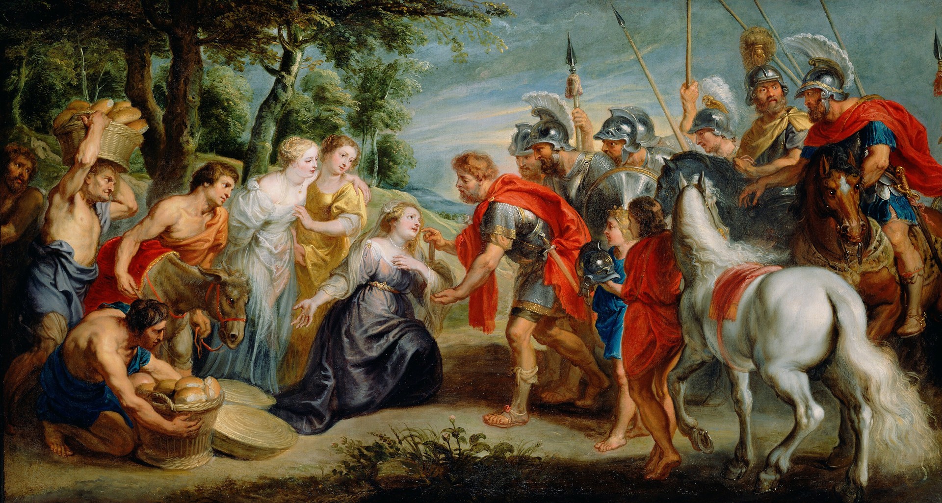 David Meeting Abigail - by Peter Paul Rubens