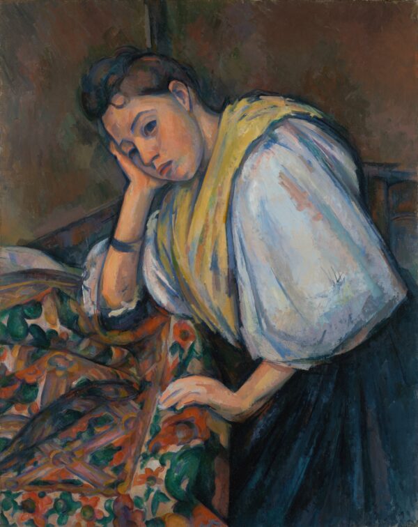 Young Italian Woman at a Table - by Paul Cézanne