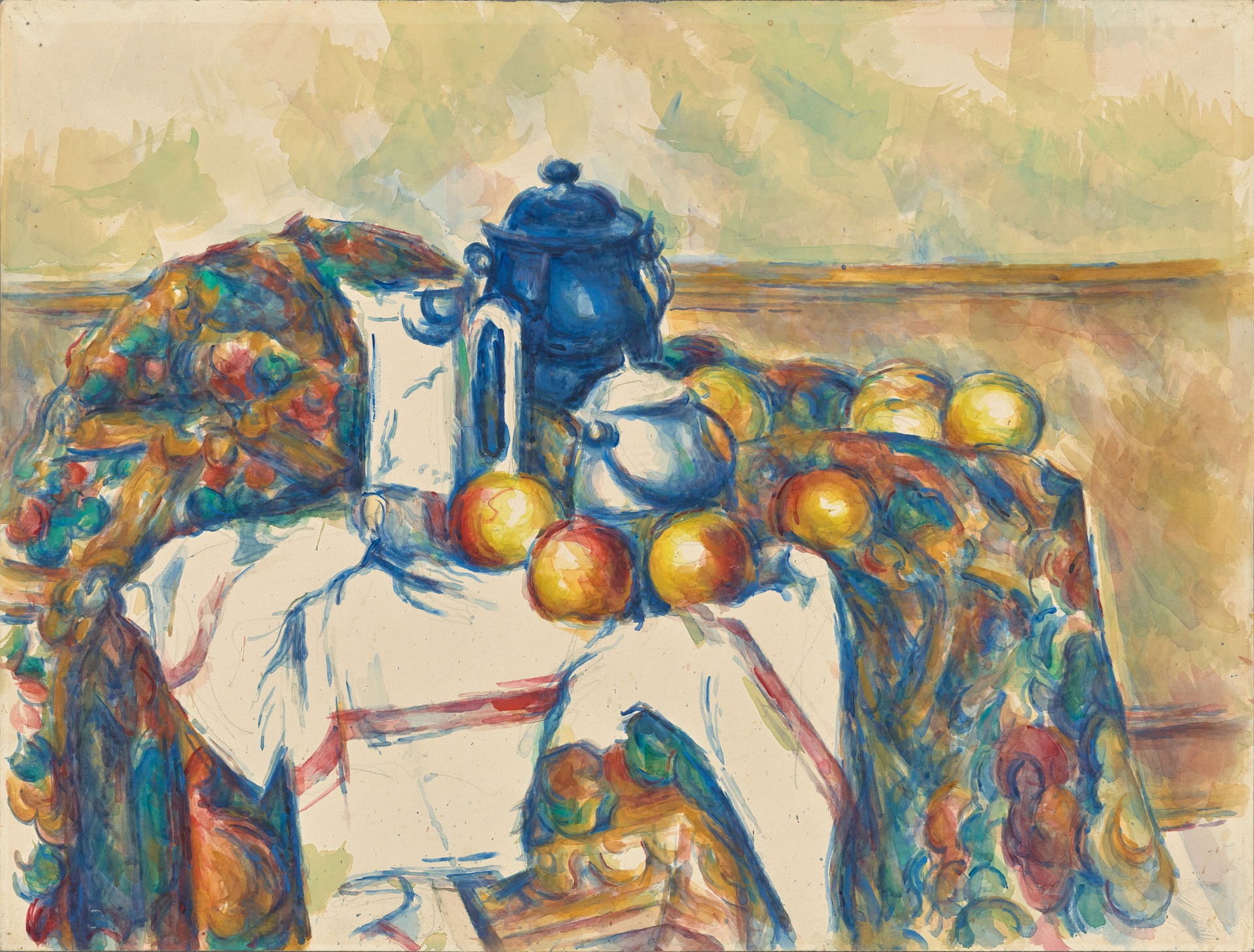 Still Life with Blue Pot - by Paul Cézanne