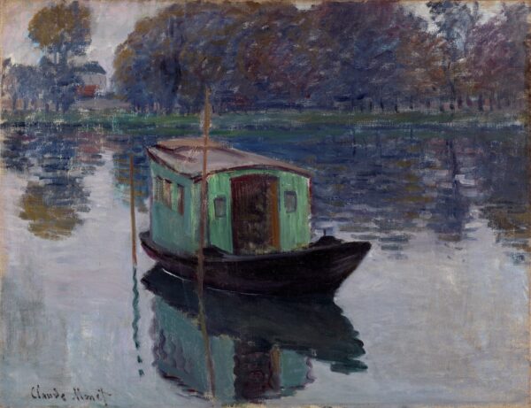 Monet's studio-boat - by Claude Monet