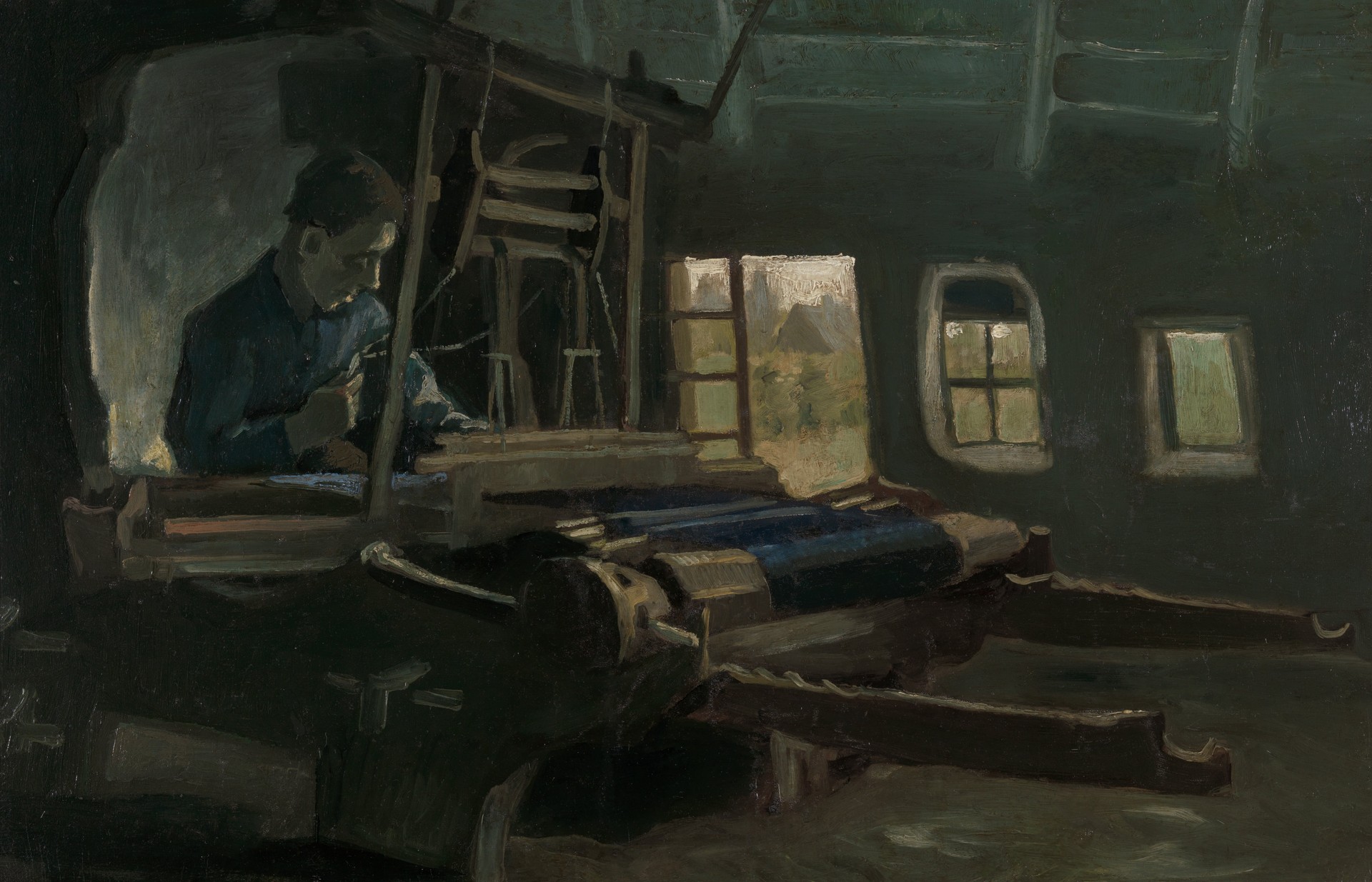 Loom with weaver - by Vincent van Gogh