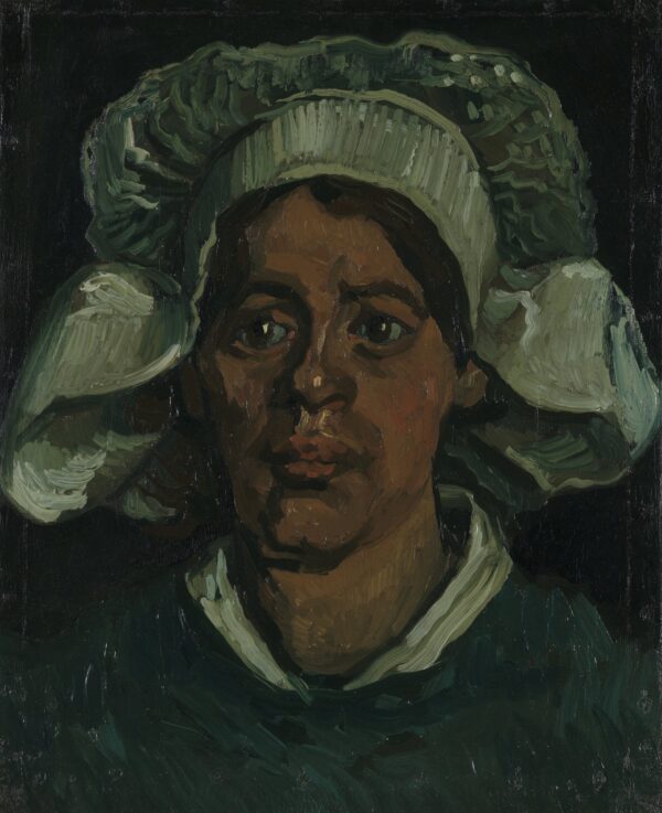 Head of a woman wearing a white cap - by Vincent van Gogh