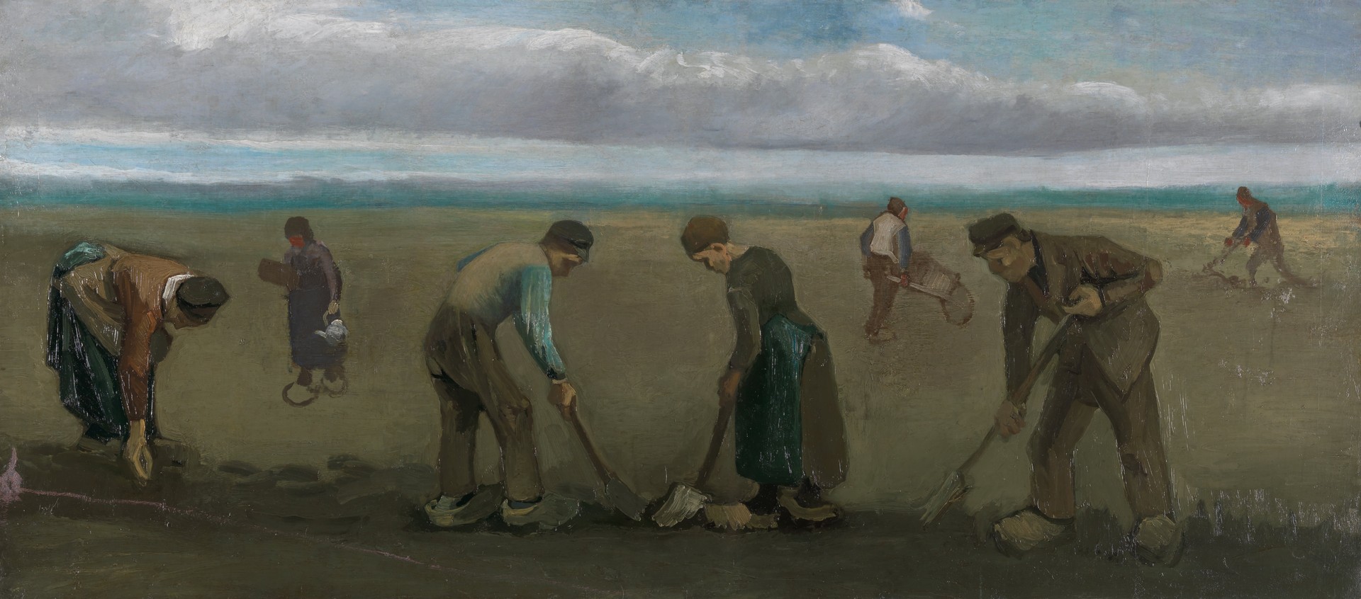 Peasants planting potatoes - by Vincent van Gogh