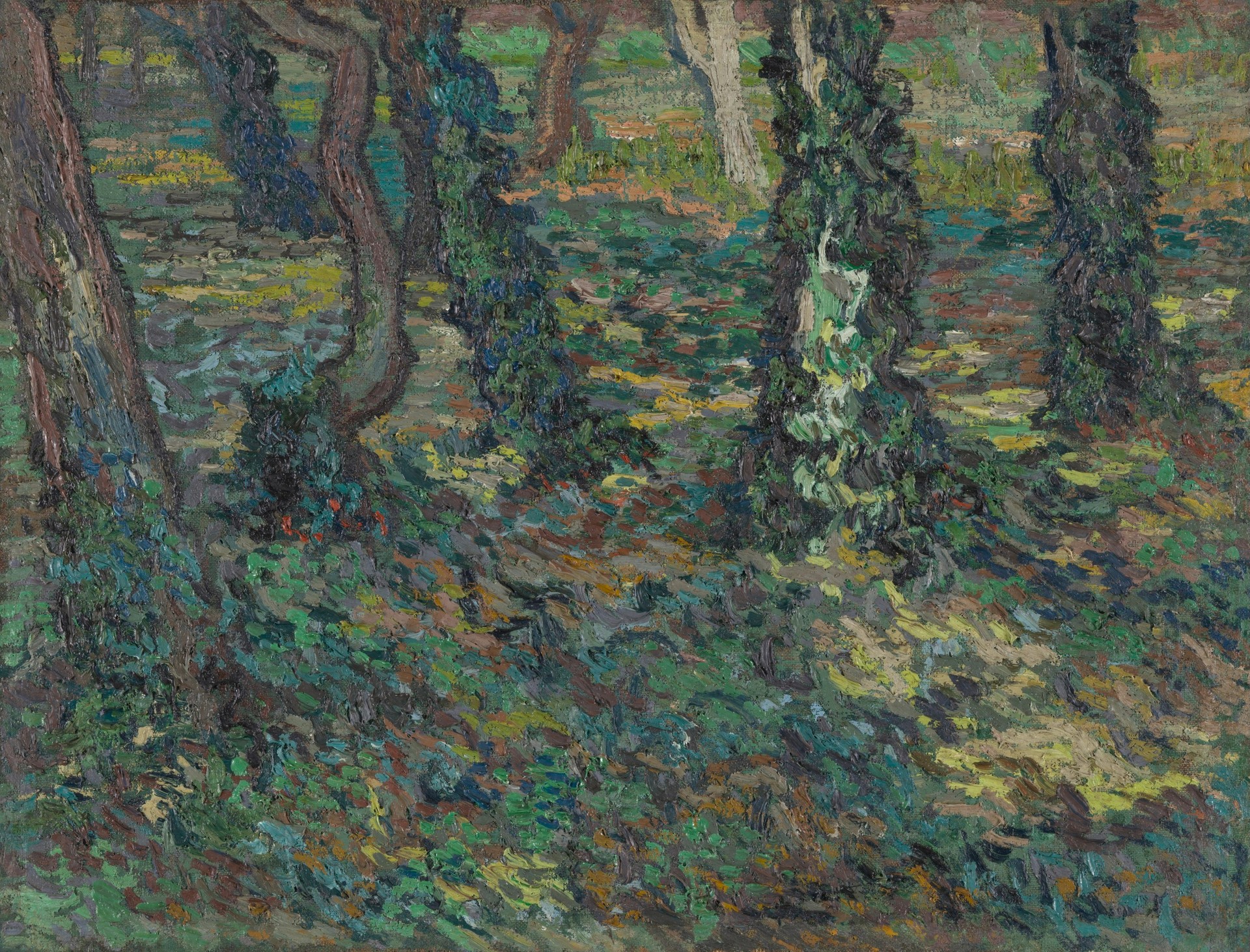 Tree trunks with ivy - by Vincent van Gogh