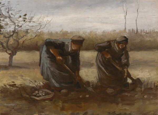 Peasant women digging up potatoes - by Vincent van Gogh