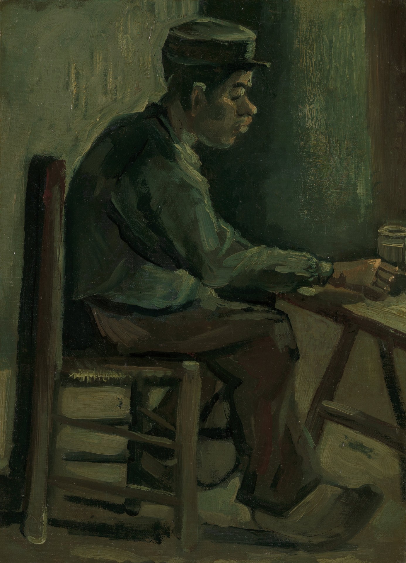 Man at table - by Vincent van Gogh