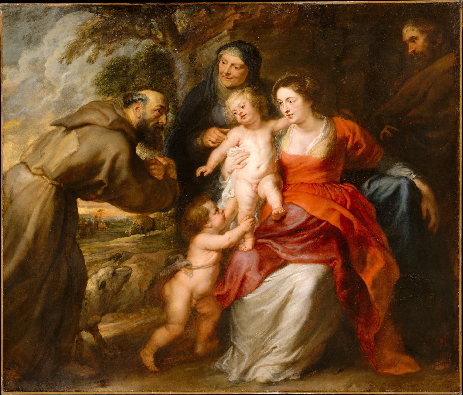 The Holy Family with Saints Francis and Anne and the Infant Saint John the Baptist - by Peter Paul Rubens