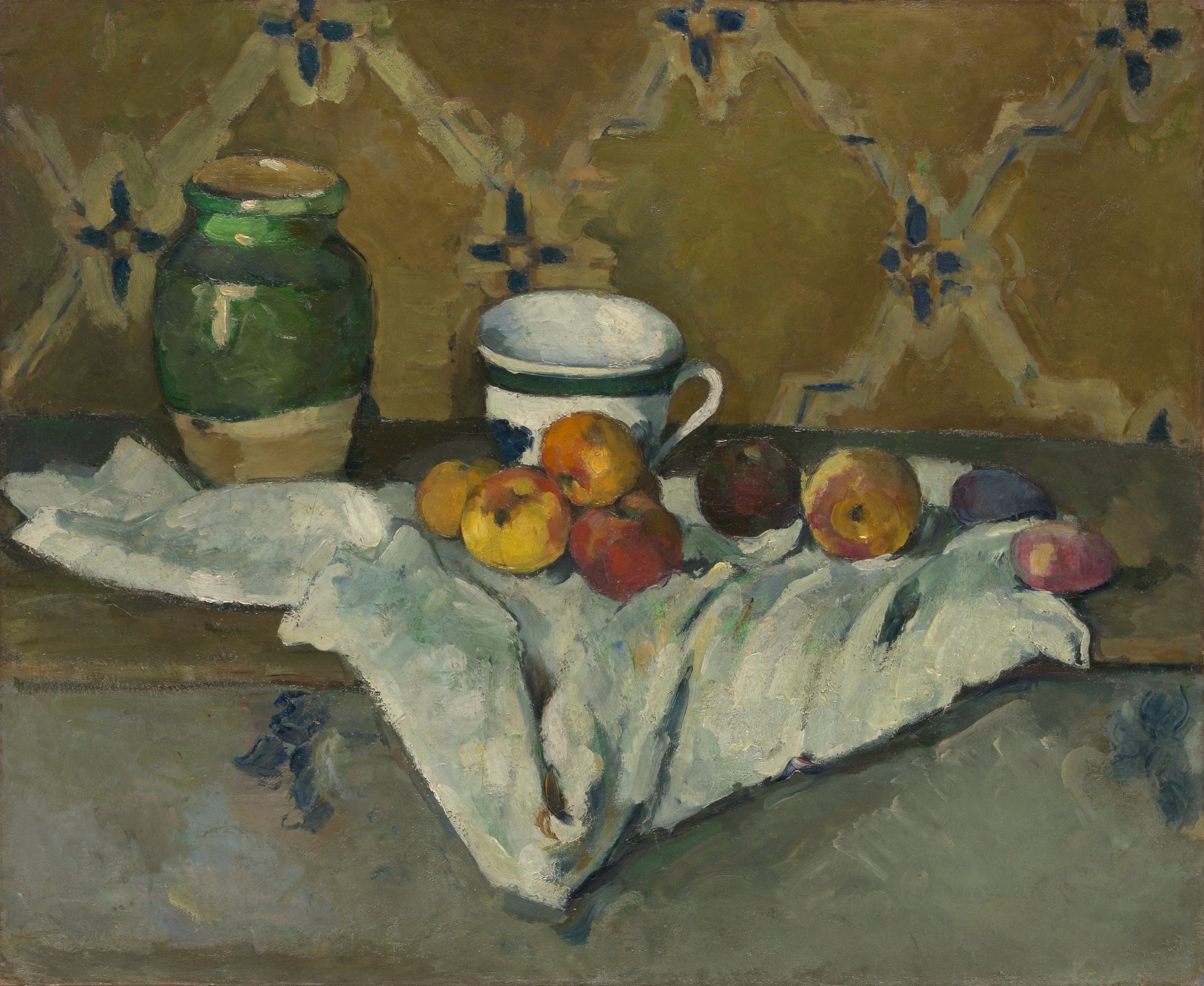 Still Life with Jar, Cup, and Apples - by Paul Cézanne