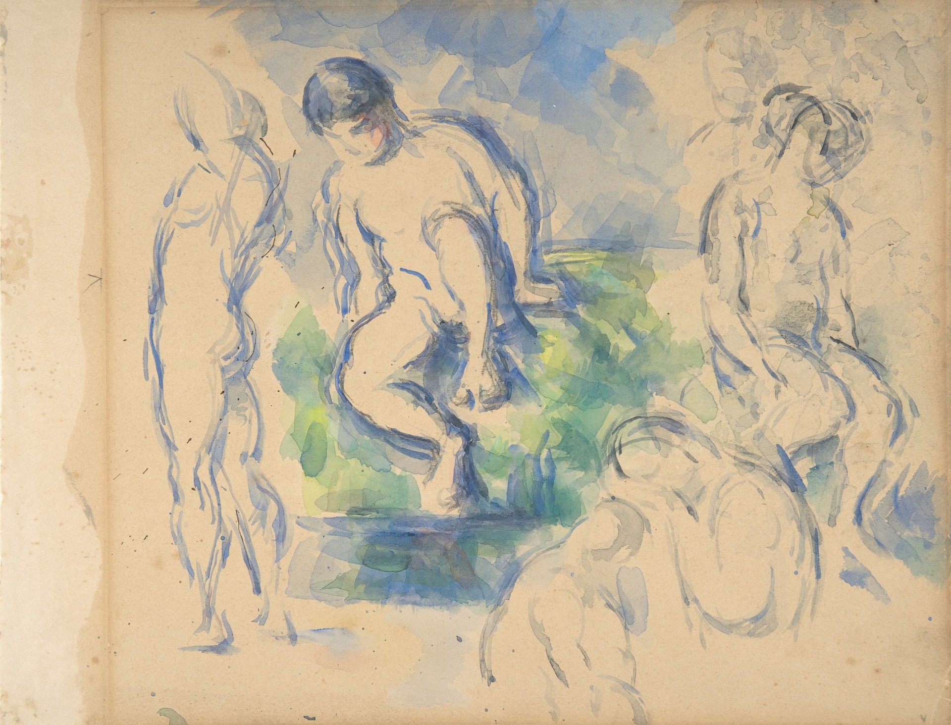 Bathers (recto) ; Still Life (verso) - by Paul Cézanne