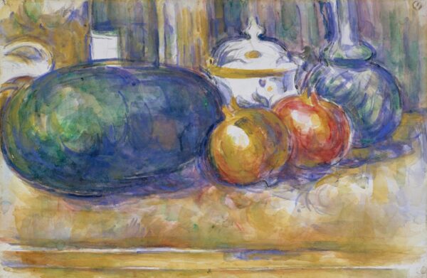 Still-Life with a Watermelon and Pomegranates - by Paul Cézanne