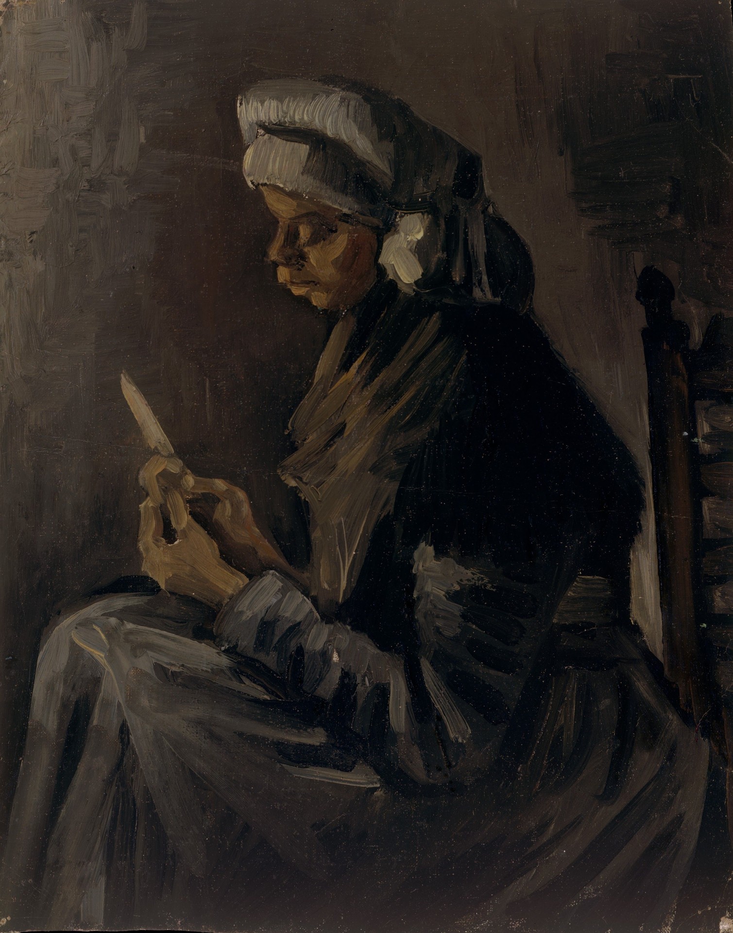 The Potato Peeler (reverse: Self-Portrait with a Straw Hat) - by Vincent van Gogh