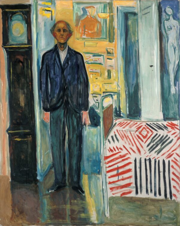 Self-Portrait. Between the Clock and the Bed - by Edvard Munch