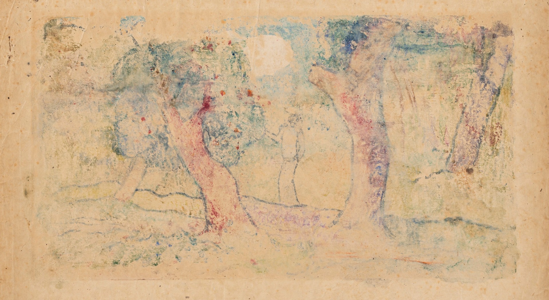Marquesan Landscape with Figure - by Paul Gauguin