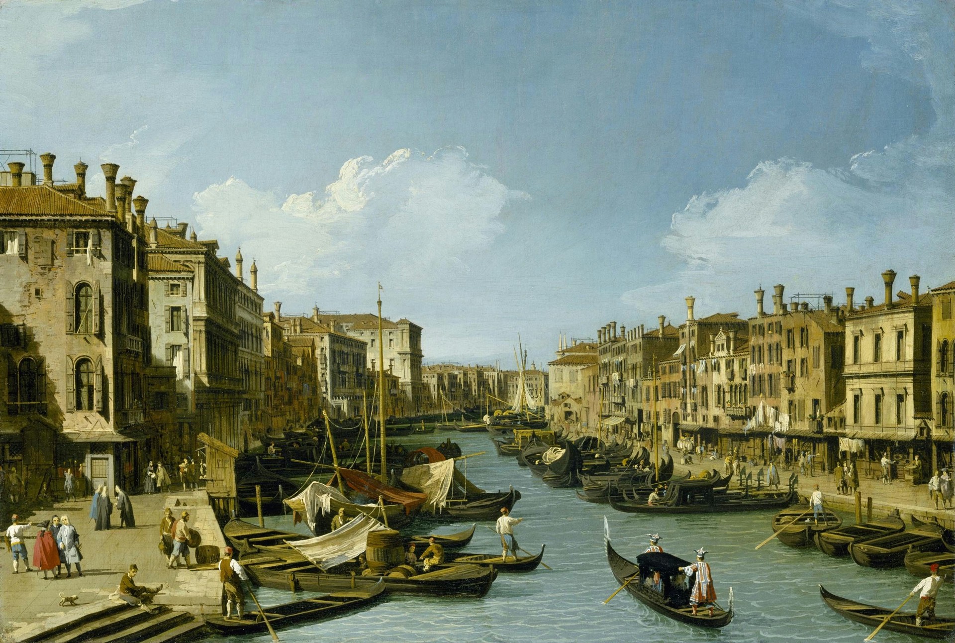 The Grand Canal near the Rialto Bridge, Venice - by Canaletto