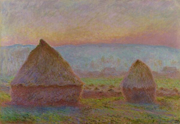 Grainstacks at Giverny; the Evening Sun - by Claude Monet