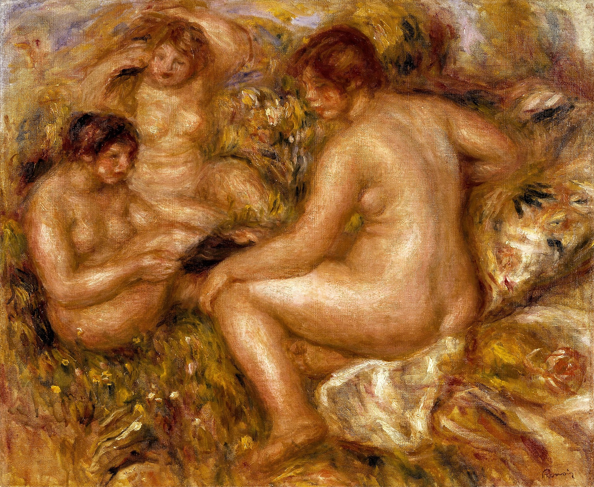 Three Bathers - by Pierre-Auguste Renoir
