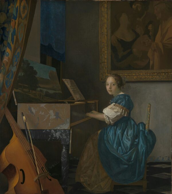 A Young Woman Seated at a Virginal - by Johannes Vermeer