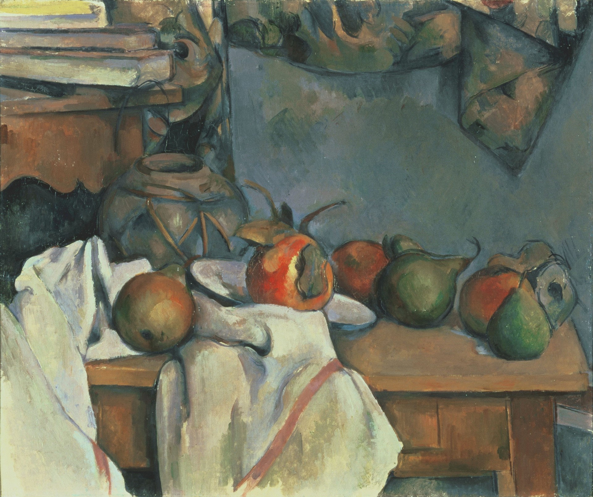 Ginger Pot with Pomegranate and Pears - by Paul Cézanne