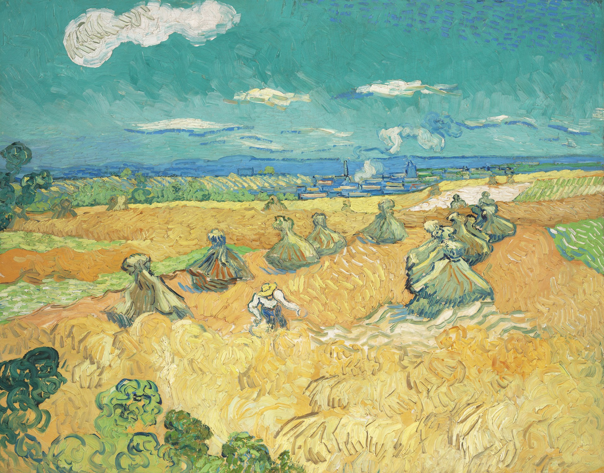Wheat Fields with Reaper, Auvers - by Vincent van Gogh