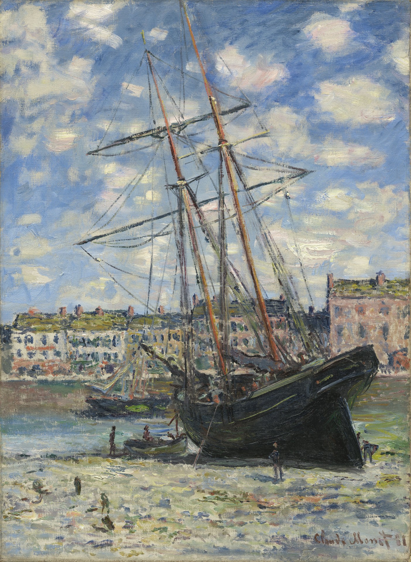 Boat Lying at Low Tide - by Claude Monet