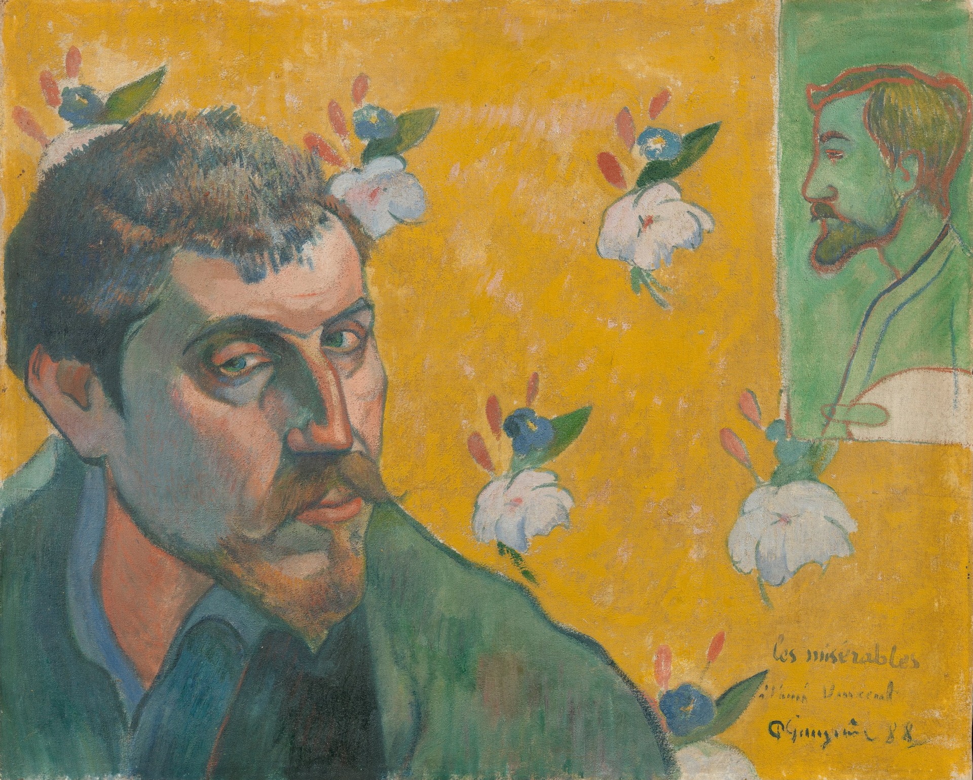 Self-portrait with portrait of Bernard, 'Les Misérables' - by Paul Gauguin