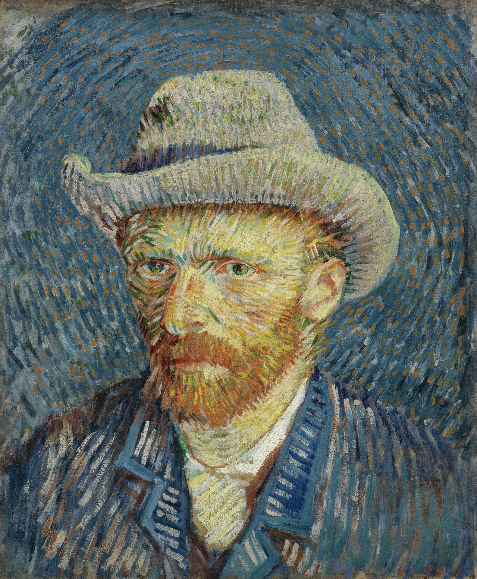 Self-portrait with grey felt hat - by Vincent van Gogh
