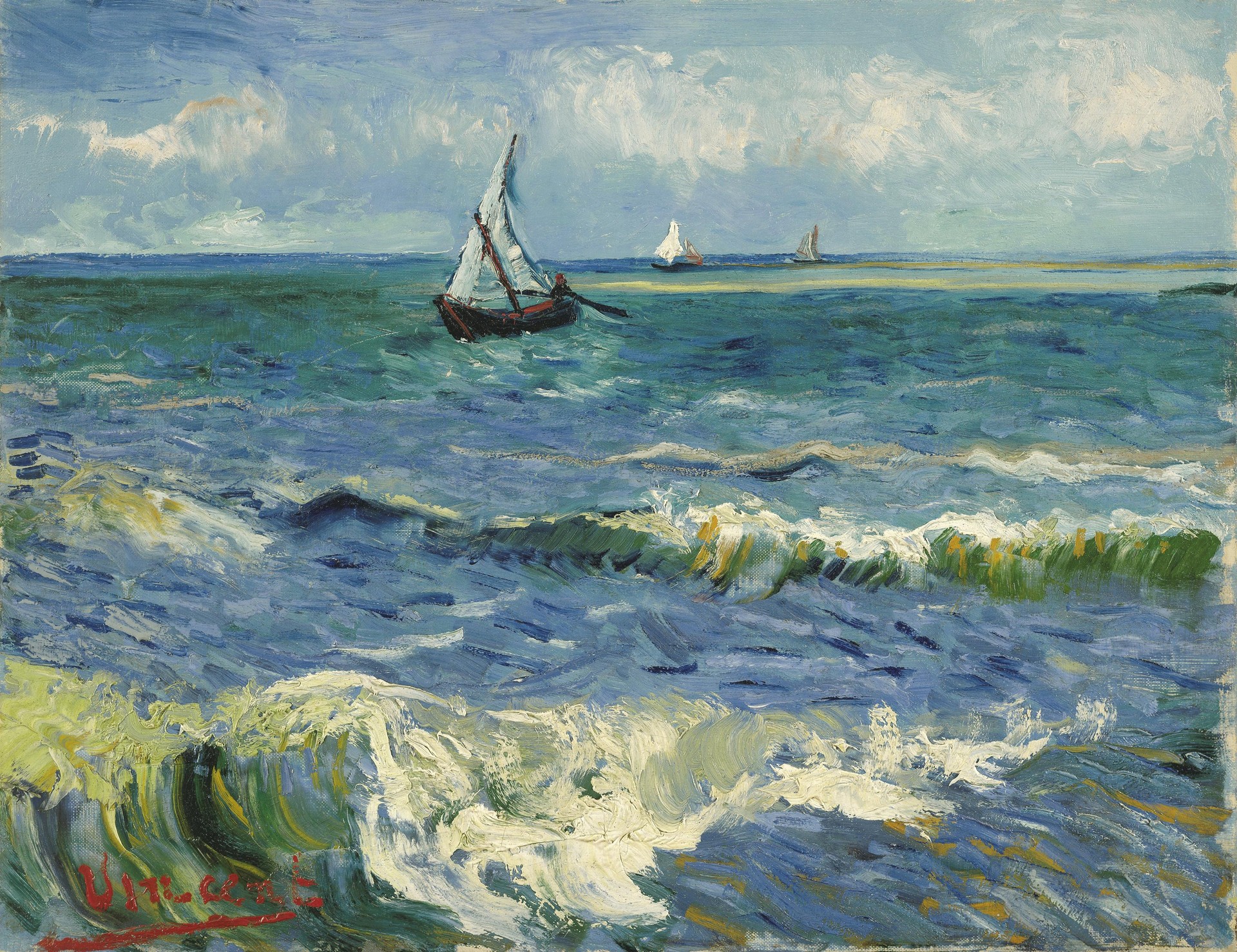 Seascape near Les Saintes-Maries-de-la-Mer - by Vincent van Gogh