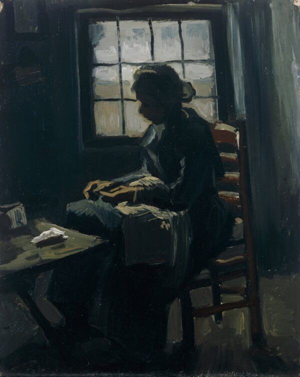Woman sewing - by Vincent van Gogh