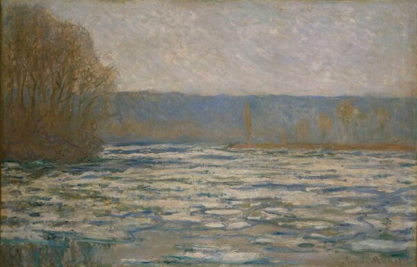 Ice breaking up on the Seine near Bennecourt - by Claude Monet