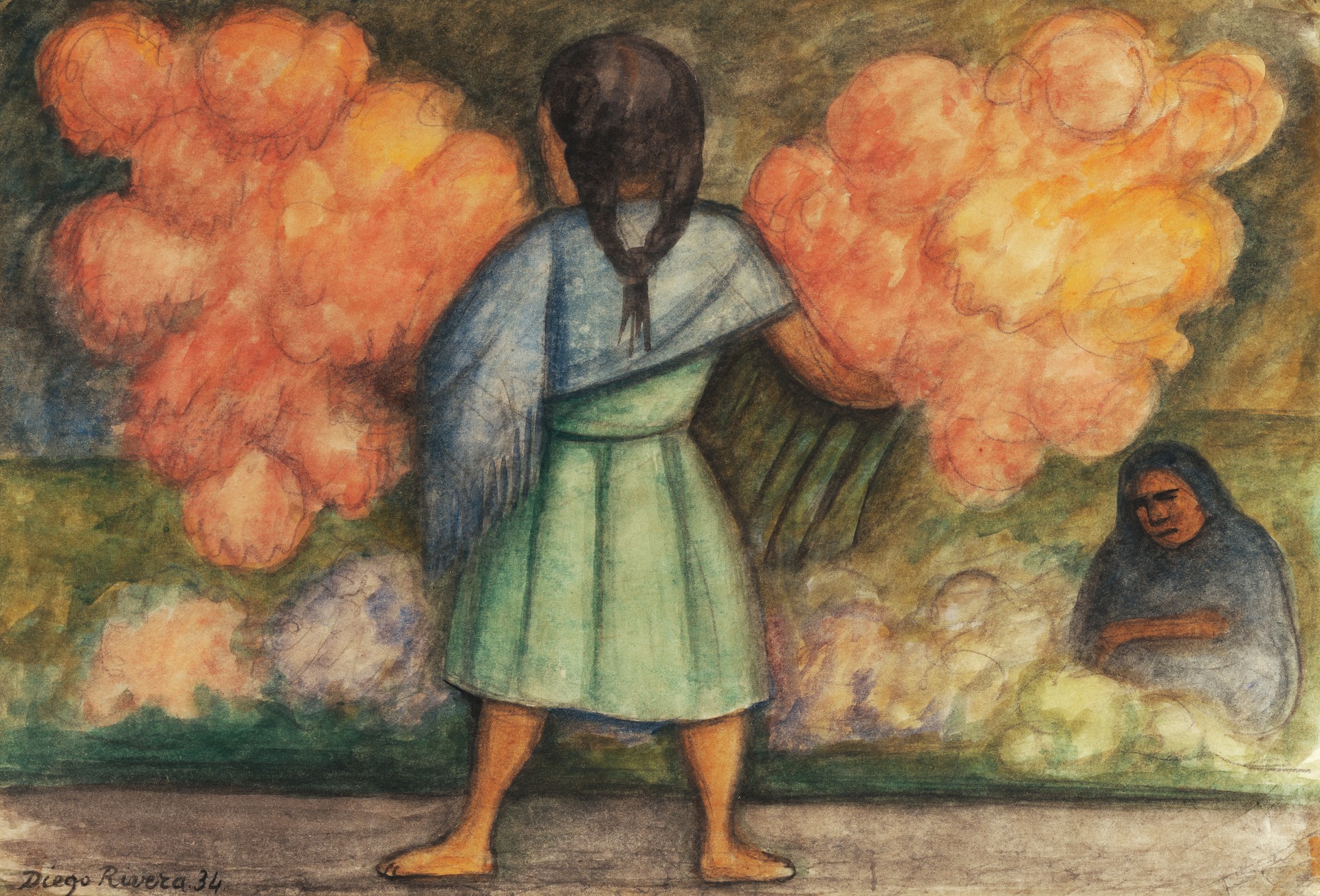 Vendedora de flores - by Diego Rivera