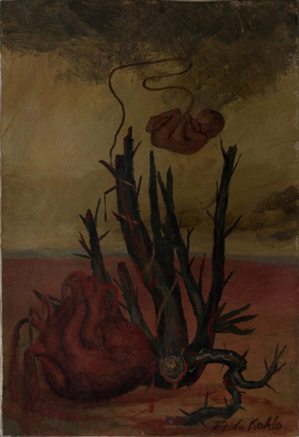 Without known title (heart, cactus, fetus) - by Frida Kahlo