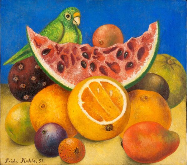 Untitled (Still life with parrot and fruit) - by Frida Kahlo