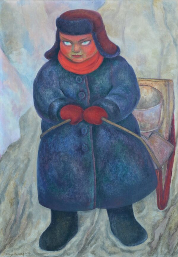 Russian boy with a sled - by Diego Rivera