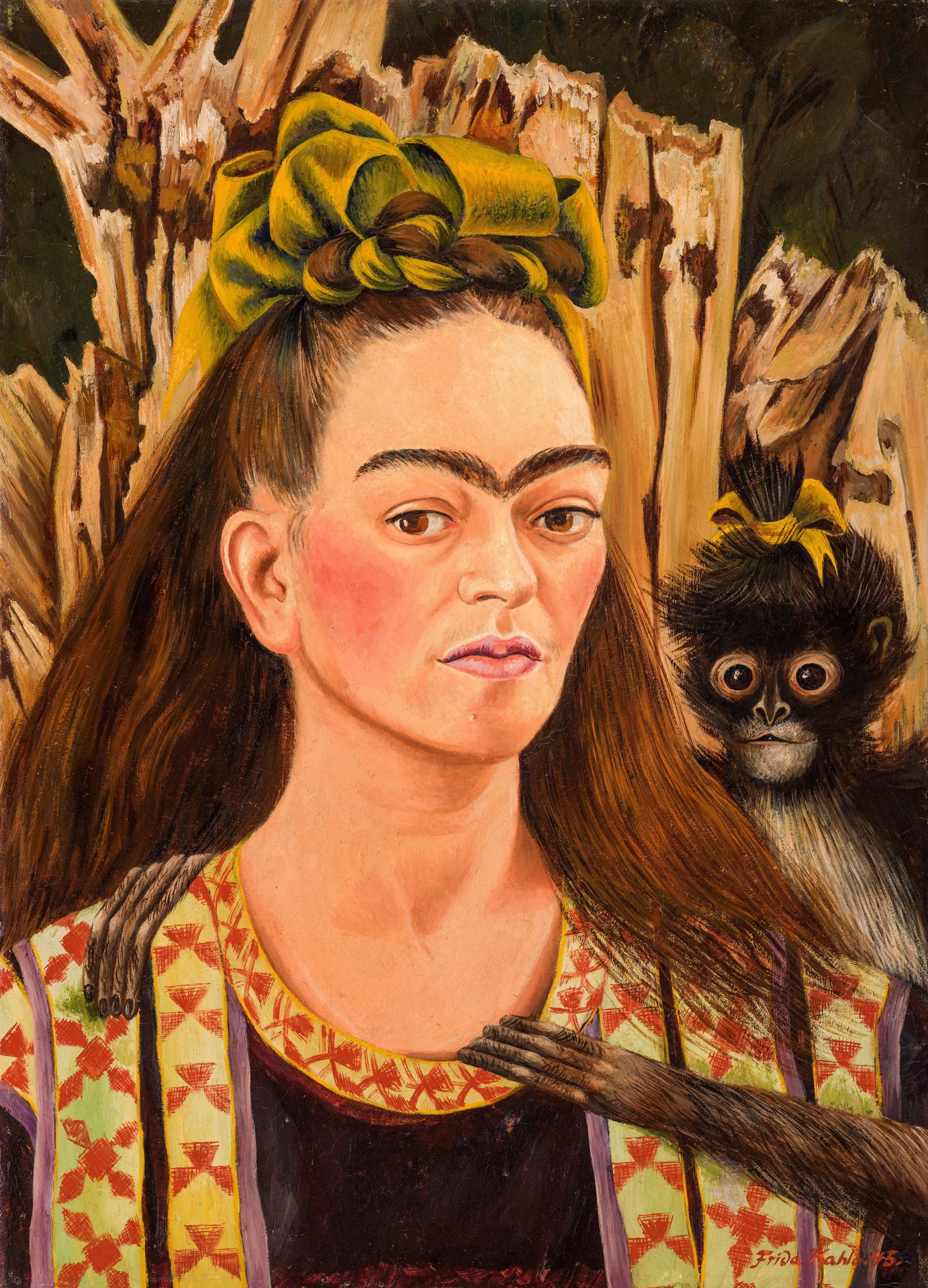 Self-portrait with Monkey - by Frida Kahlo