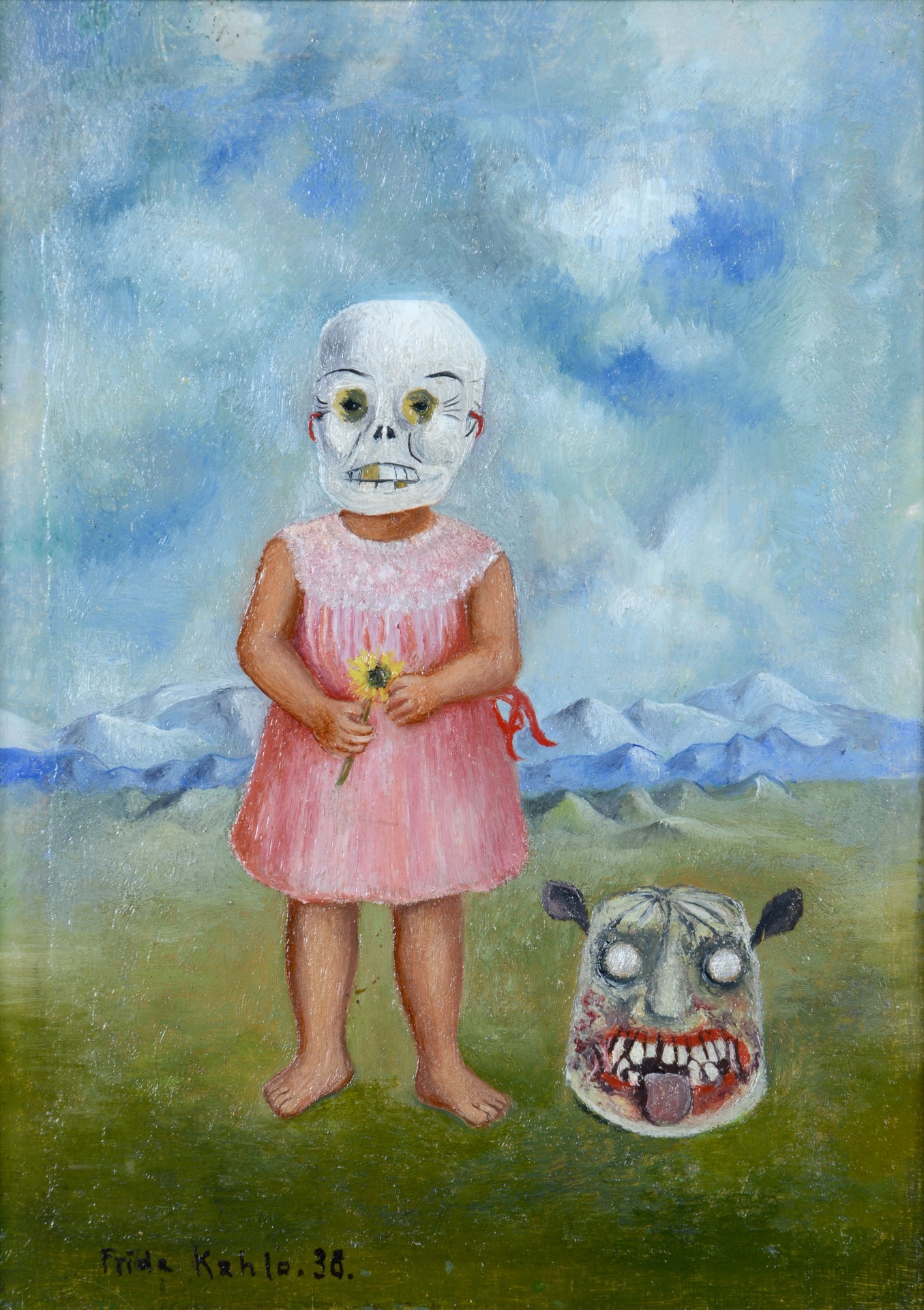 Girl with Death Mask (Niña con máscara de calavera) - by Frida Kahlo