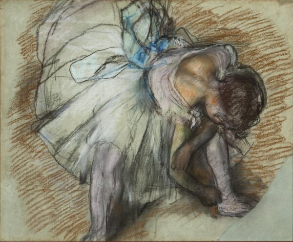 Dancer Adjusting Her Shoe - by Edgar Degas