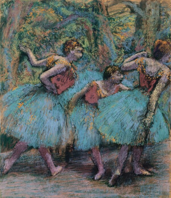 Three Dancers (Blue Tutus, Red Bodices) - by Edgar Degas
