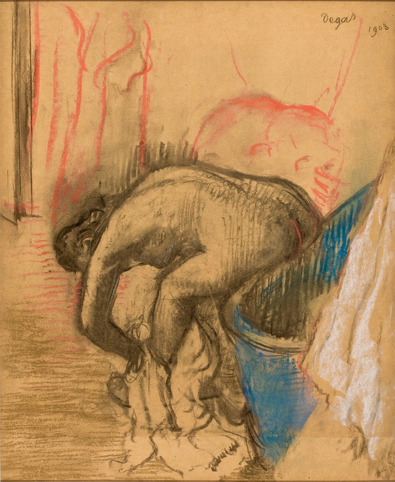 Woman Drying her Left Leg - by Edgar Degas