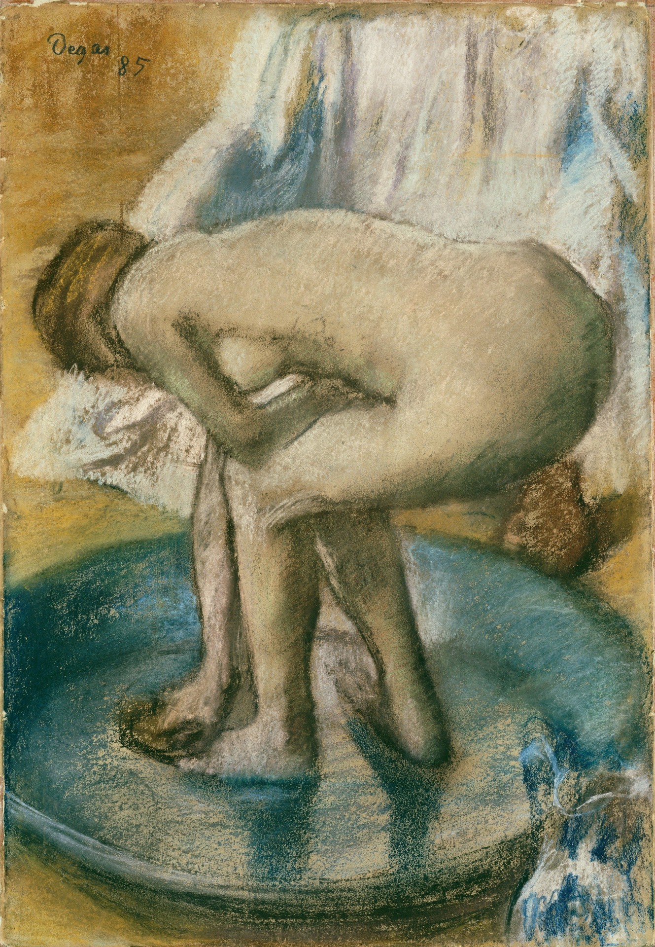 Woman Bathing in a Shallow Tub - by Edgar Degas