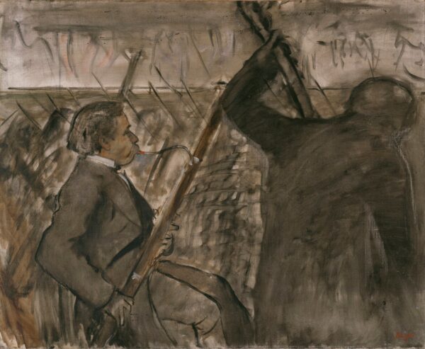 Musicians in the Orchestra (Portrait of Desire Dihau) - by Edgar Degas